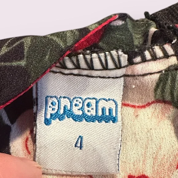 Girls Red And Black Dream Floral Dress with Ruffle Accents And Cut Out Sz 4 - Picture 7 of 11